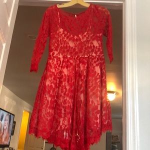 Red Floral Lace Dress